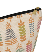 Stamped Leaves Accessory Pouch w T-bottom in Orange